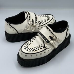 RARE Demonia Studded Double Buckle White Mondo Creepers *Discontinued* AS IS